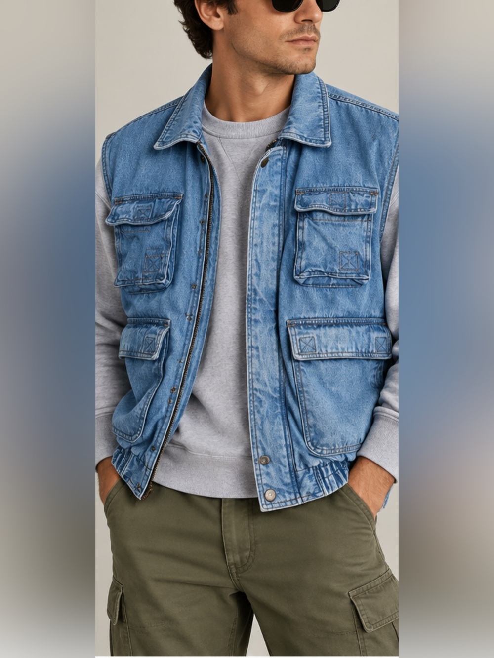 Vintage Cold Storage Denim Utility Vest Men’s L Quilted Fishing Outdoor